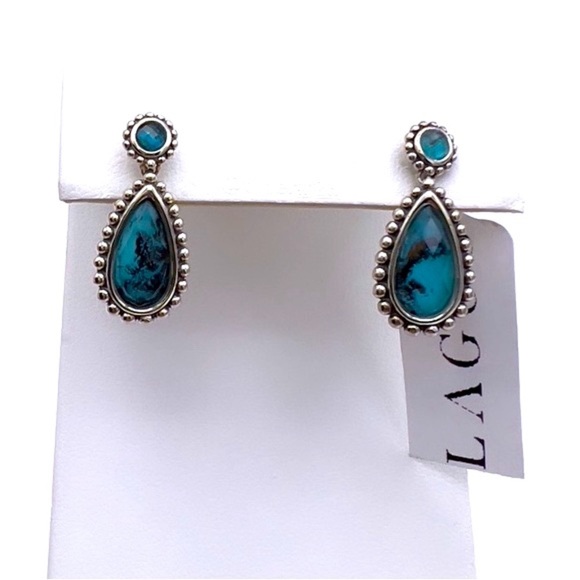 NWT Lagos Maya Chrysocolla Double-drop Sterling Silver 18K...